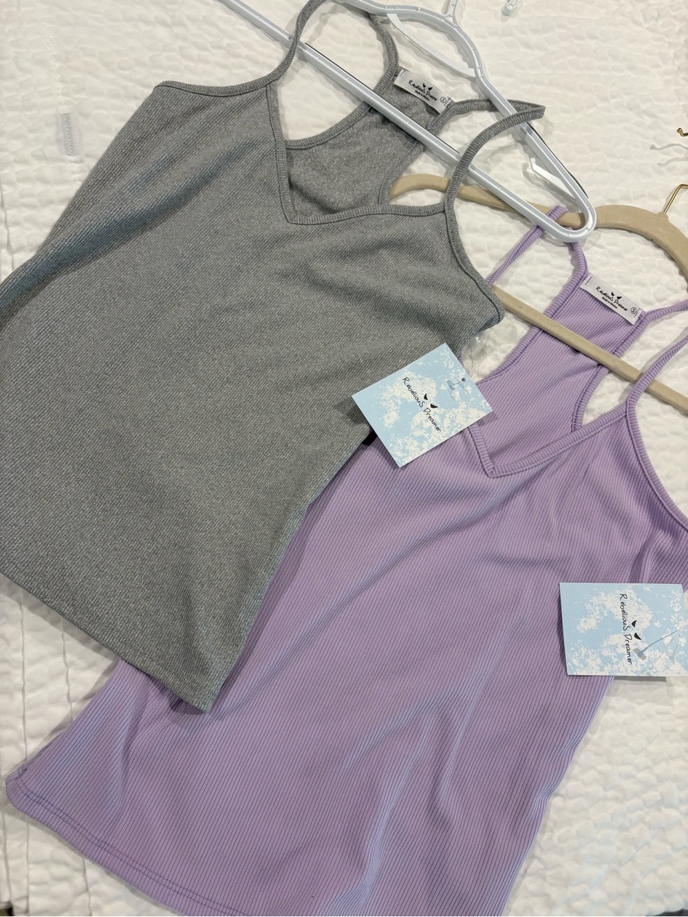 Renee C. Ribbed Tank Top - Lavender & Gray, Pack